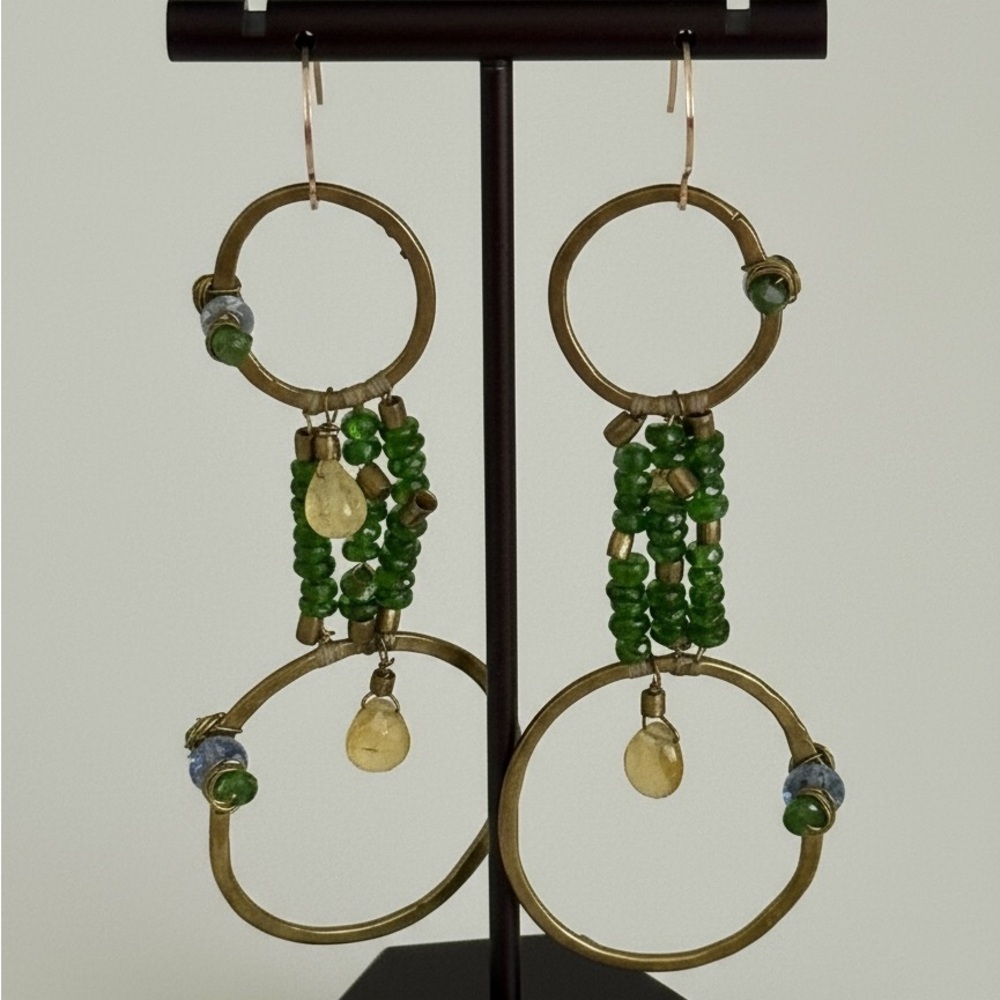 Beaded Artisan Dangling Earrings NWOT